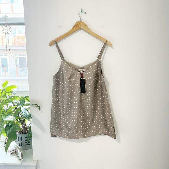 NEW Banana Republic Silk Brown Polka Dot Tank Size Medium - Picture 1 of 5